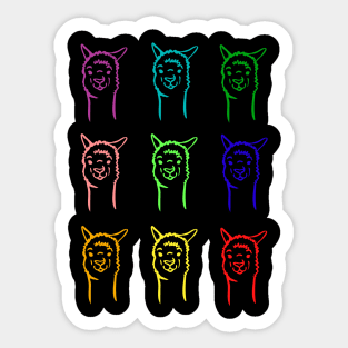 Colourful Alpaca and Llama Sticker